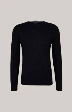 Merinowoll-Pullover Damien in Dunkelblau