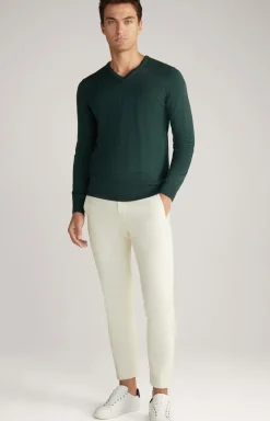 Merinowoll-Pullover Damien in Dunkelgrün