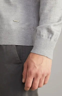 Merinowoll-Pullover Damien in Silbergrau