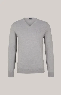 Merinowoll-Pullover Damien in Silbergrau