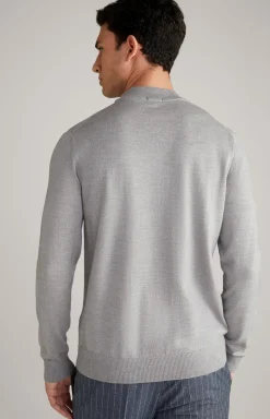 Merinowoll-Pullover Davide in Grau meliert