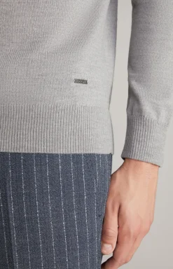 Merinowoll-Pullover Davide in Grau meliert