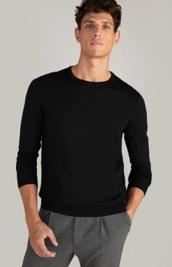 Merinowoll-Pullover Denny in Schwarz