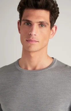 Merinowoll-Pullover Denny in Grau meliert