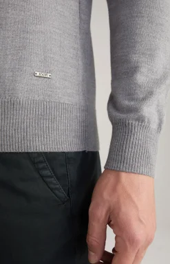 Merinowoll-Pullover Denny in Grau meliert