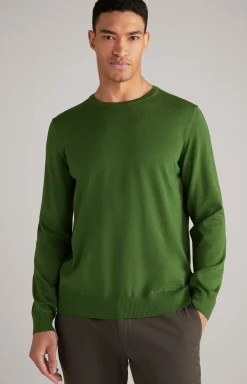 Merinowoll-Pullover Denny in Waldgrün