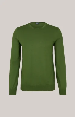Merinowoll-Pullover Denny in Waldgrün