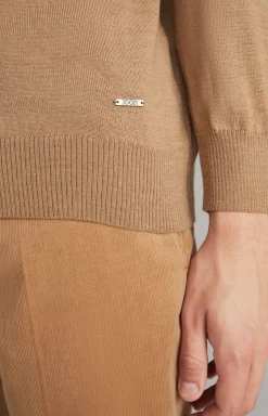 Merinowoll-Pullover Donte in Dunkelbeige