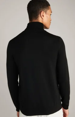 Merinowoll-Rollkragenpullover Donte in Schwarz