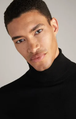 Merinowoll-Rollkragenpullover Donte in Schwarz