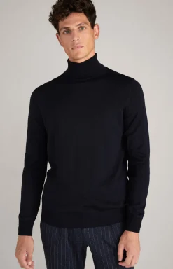 Merinowoll-Rollkragenpullover Donte in Dunkelblau