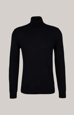 Merinowoll-Rollkragenpullover Donte in Dunkelblau