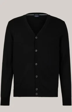 Merinowoll-Strickjacke Danilon in Schwarz