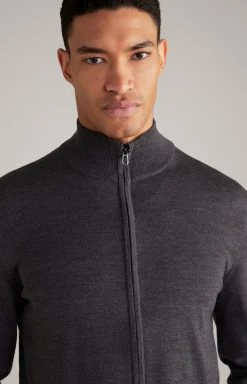 Merinowoll-Strickjacke Davis in Anthrazit