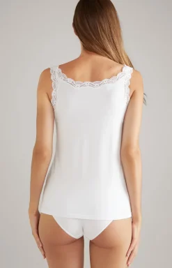 Modal-Spitzen-Top in Weiß