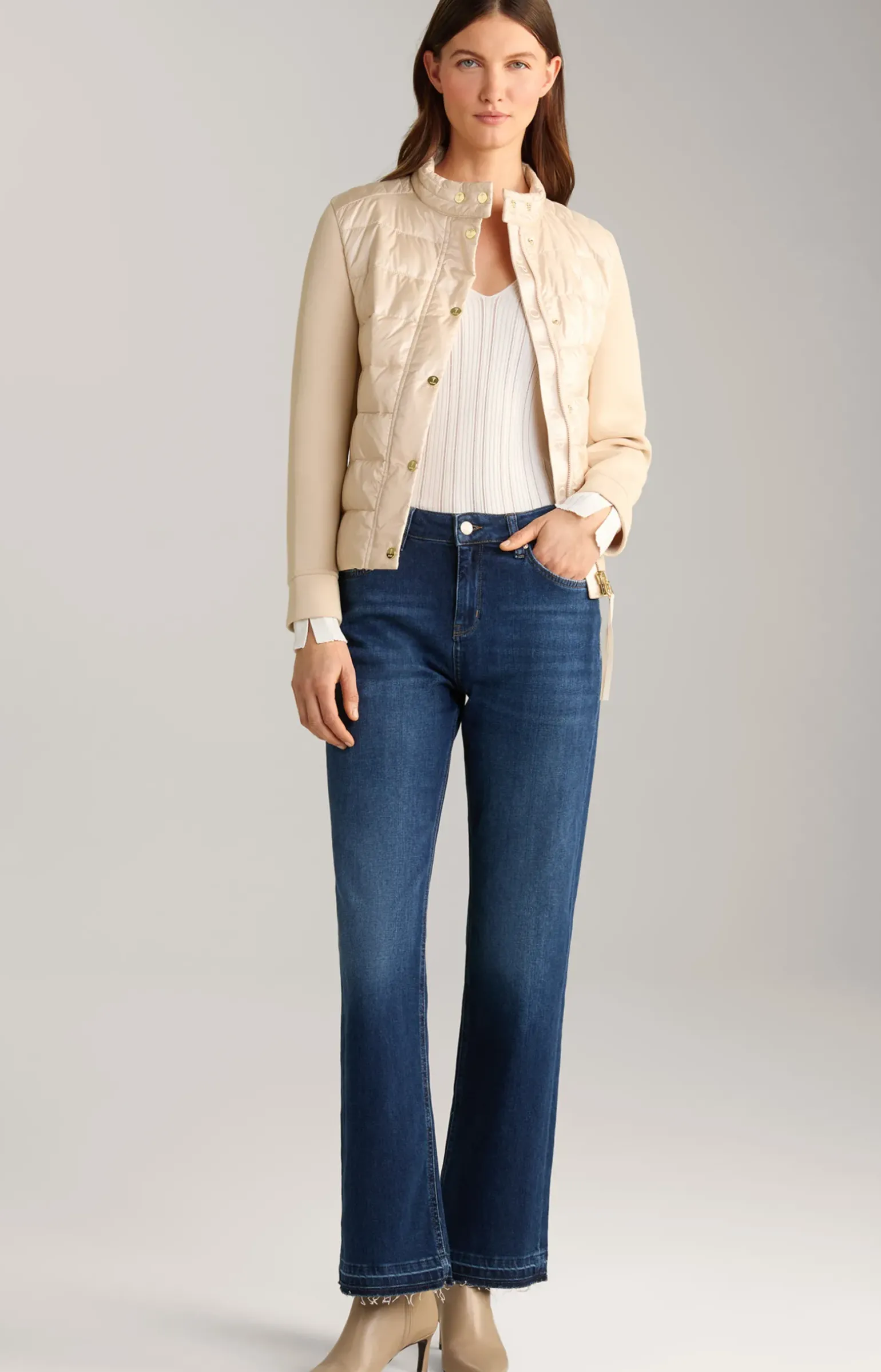 Neopren-Jacke mit Stepp in Champagner