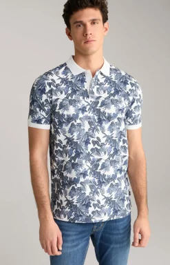 Poloshirt Perez in Blau/Weiß gemustert