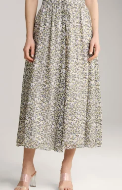 Rock in Ecru/Flieder gemustert