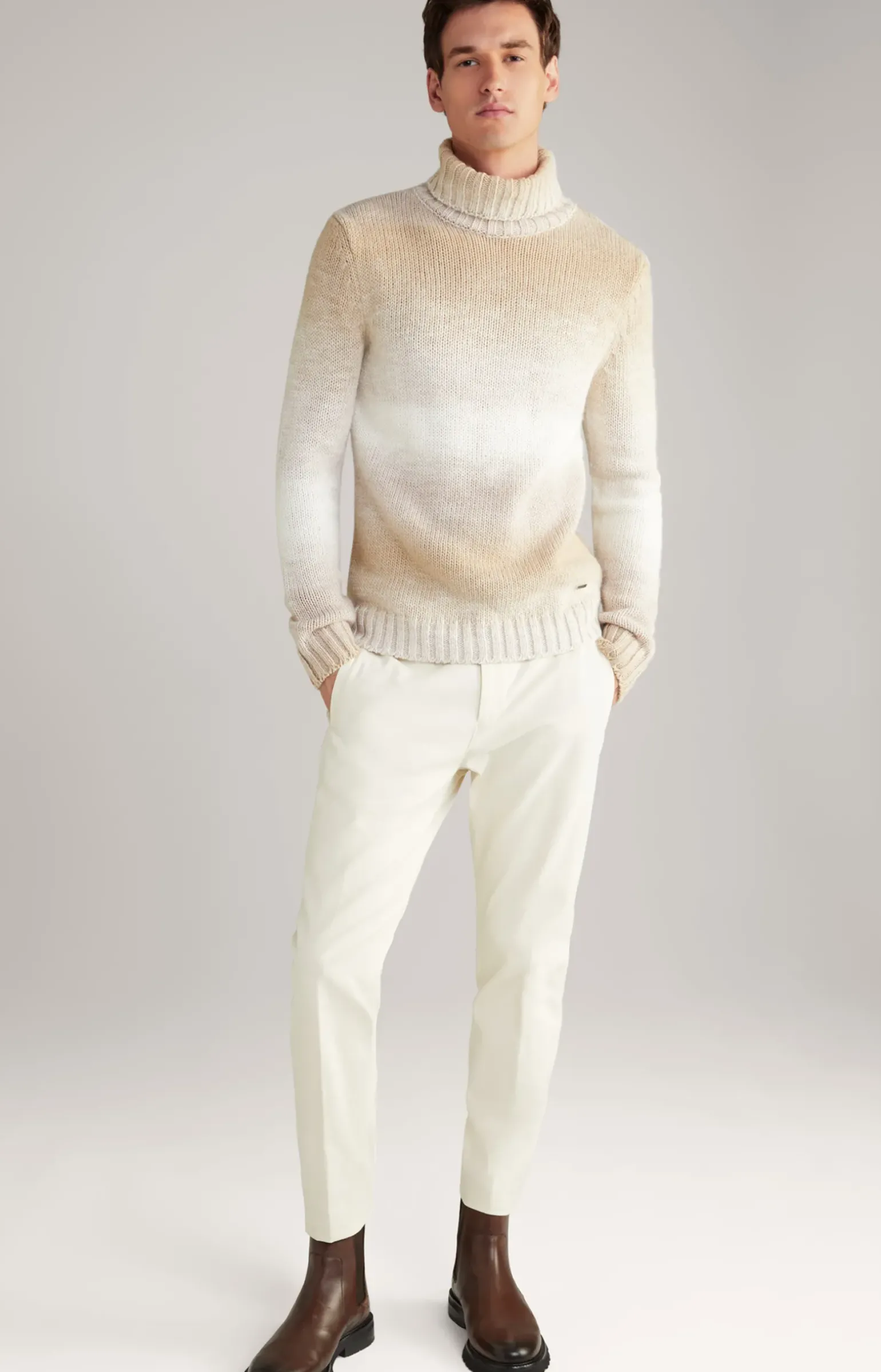 Rollkragenpullover Bores in Beige meliert
