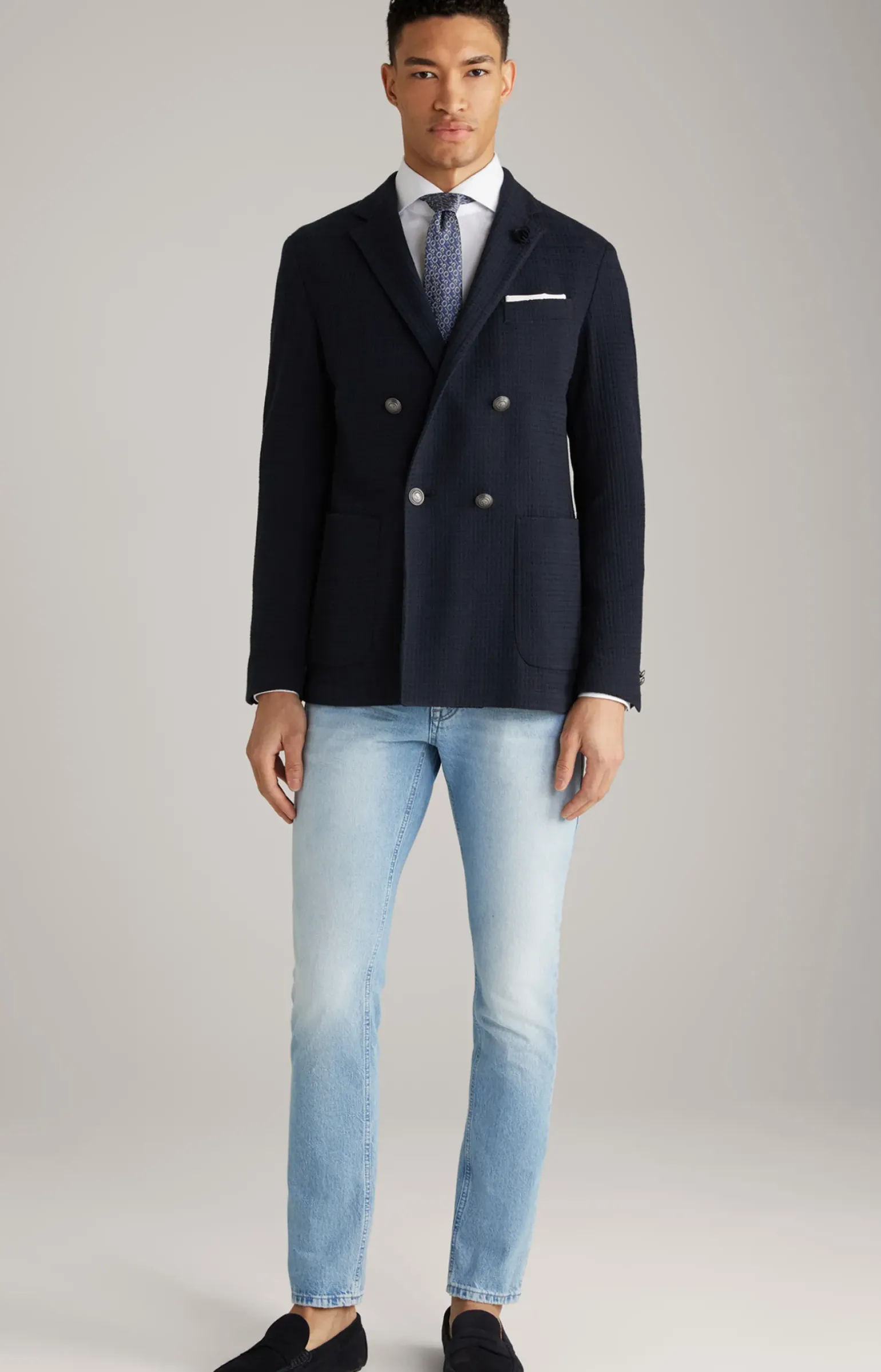 Sakko Lenderson in Navy strukturiert