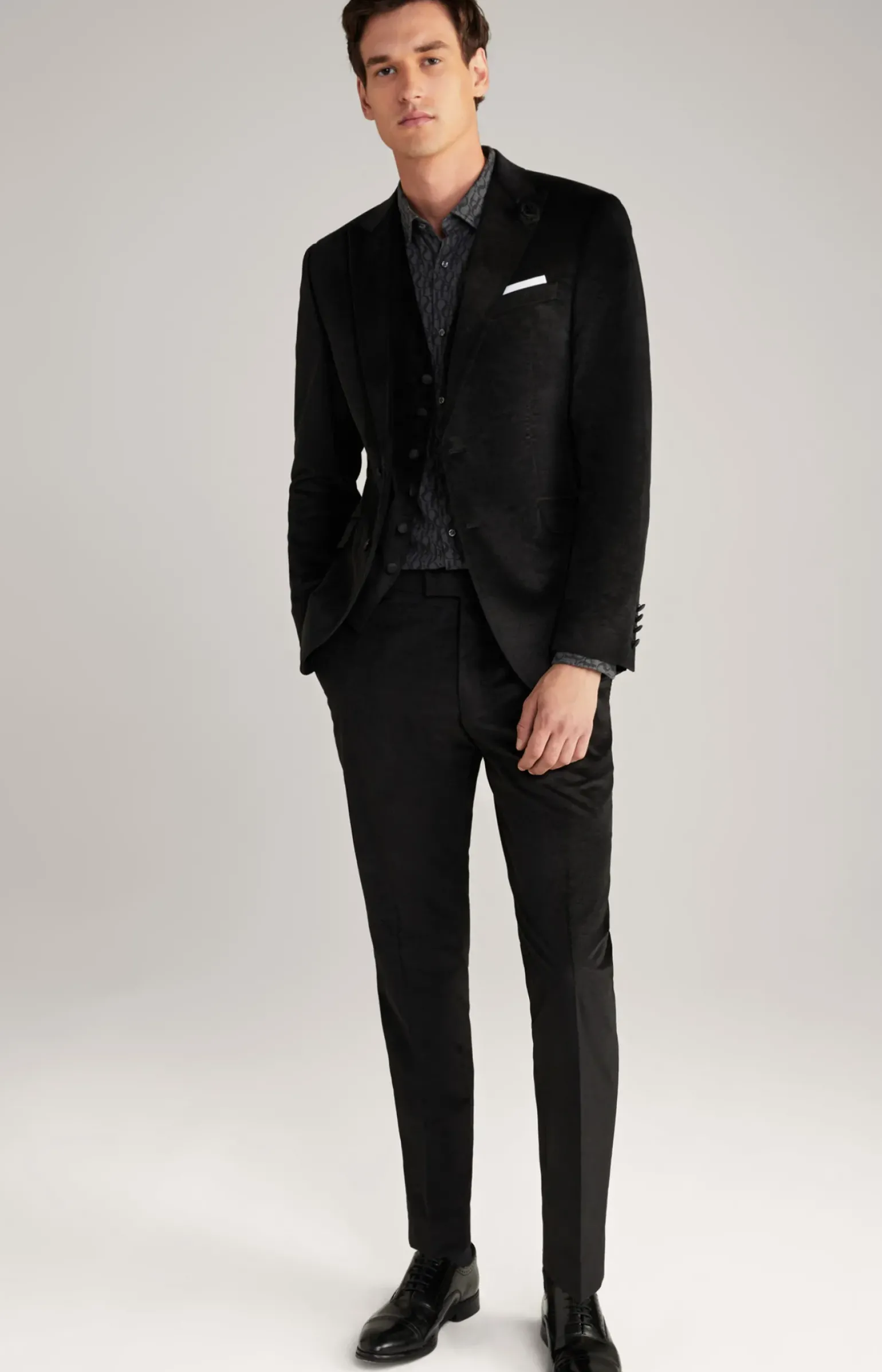 Samt-Baukastensakko Hawker in Schwarz