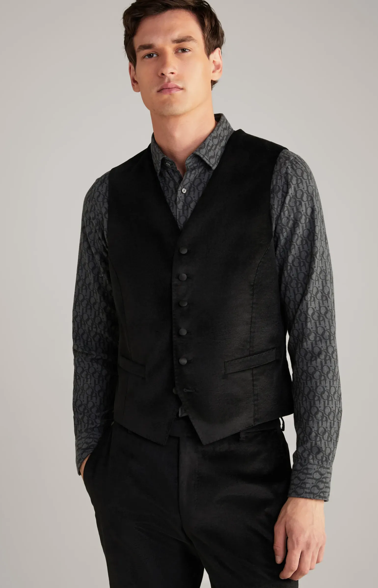 Samt-Weste Weazer in Schwarz