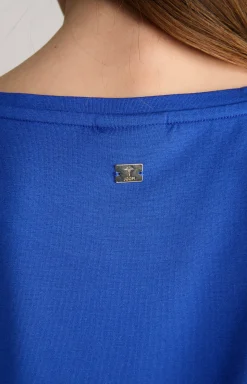 Satin-Blusenshirt in Blau