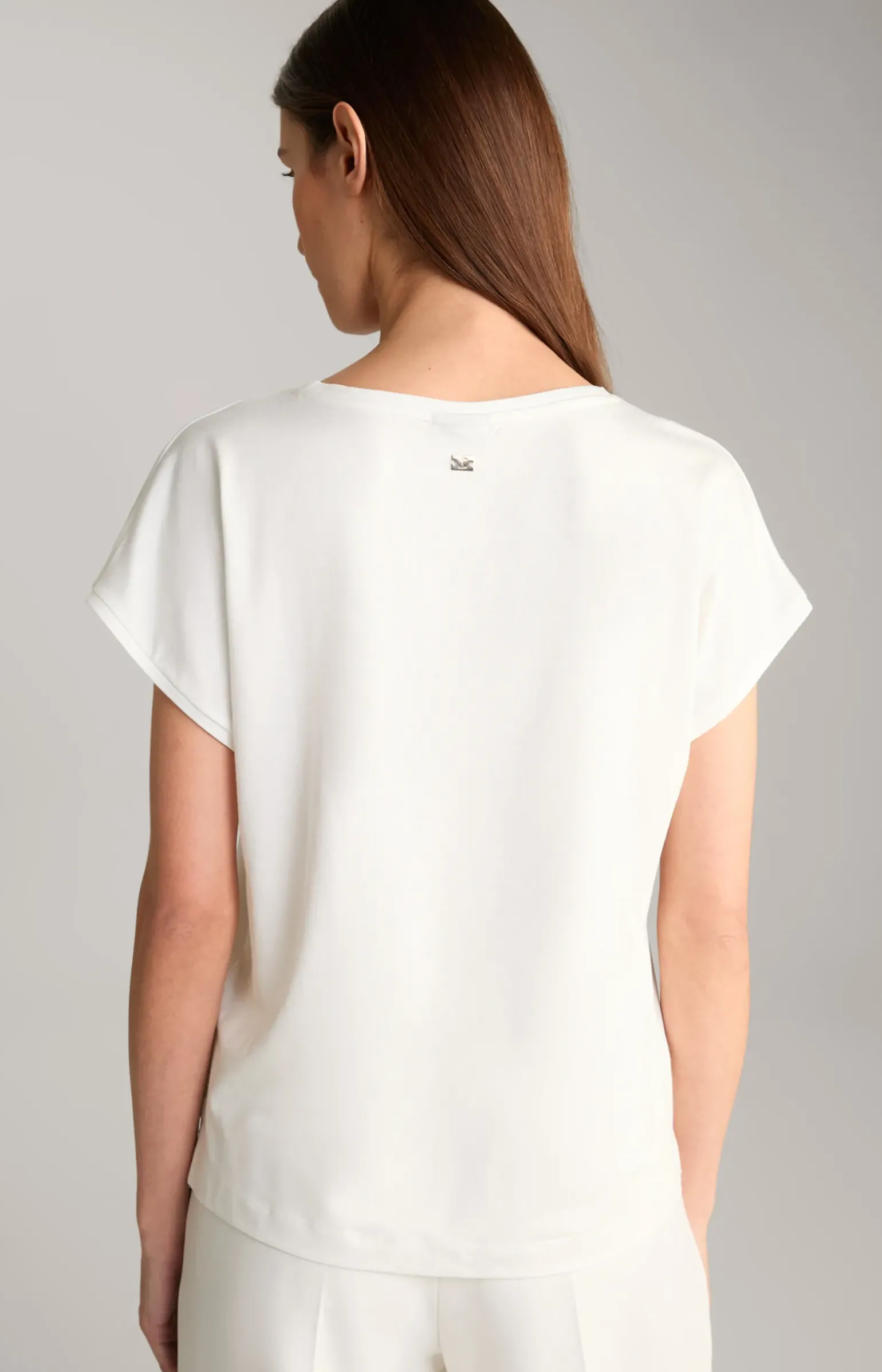 Satin-Blusenshirt in Offwhite