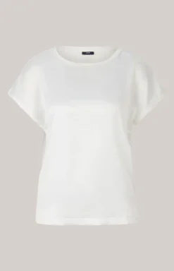 Satin-Blusenshirt in Offwhite