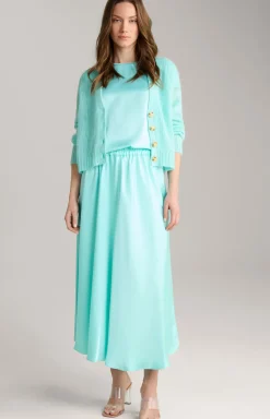 Satin-Blusenshirt in Türkis