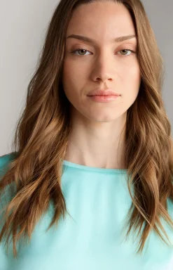 Satin-Blusenshirt in Türkis