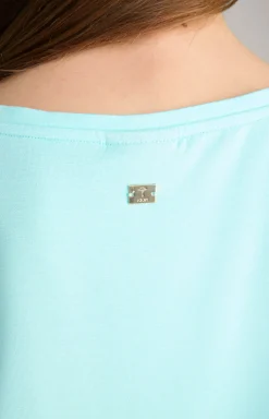 Satin-Blusenshirt in Türkis