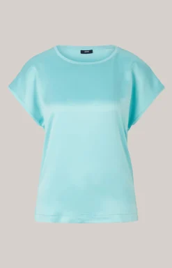 Satin-Blusenshirt in Türkis