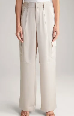 Satin-Cargohose in Nude