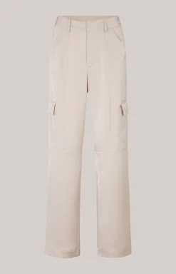 Satin-Cargohose in Nude