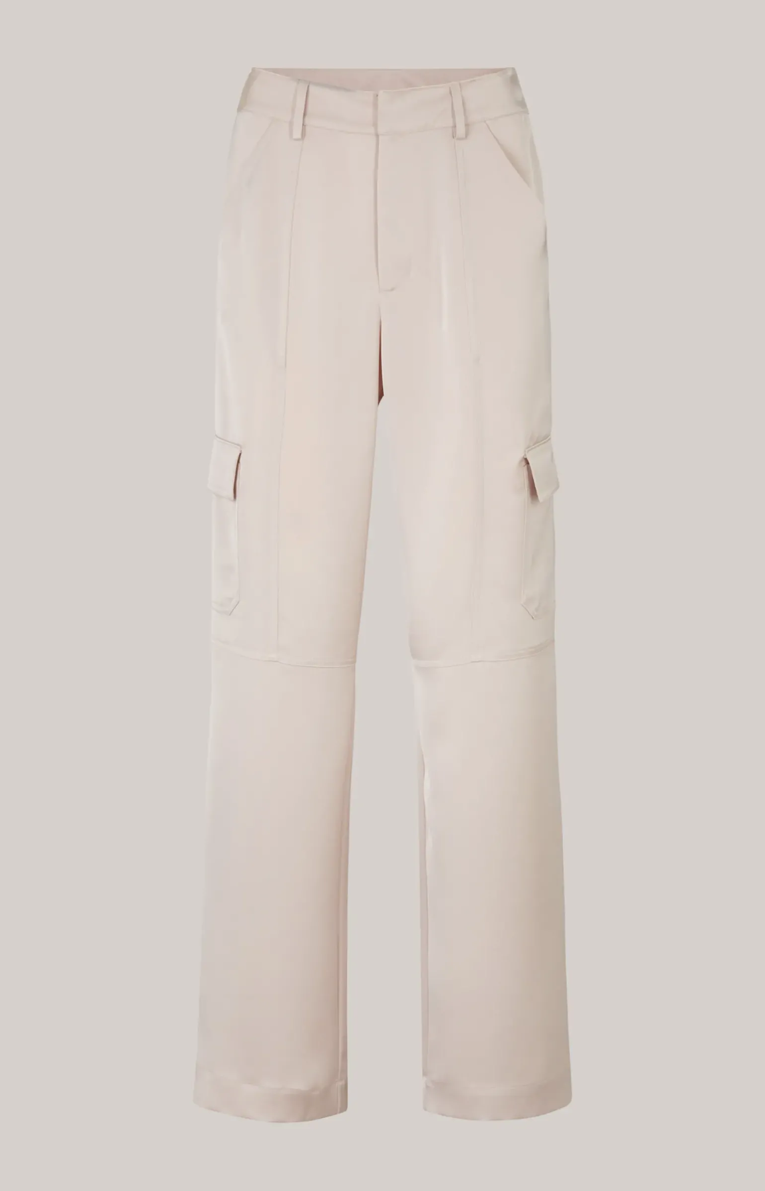 Satin-Cargohose in Nude