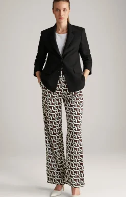 Satin-Hose in Braun/Creme/Schwarz gemustert