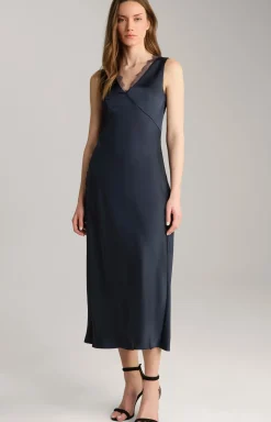 Satinkleid in Navy