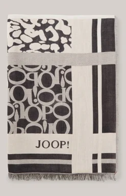 Schal in Anthrazit/Ecru gemustert