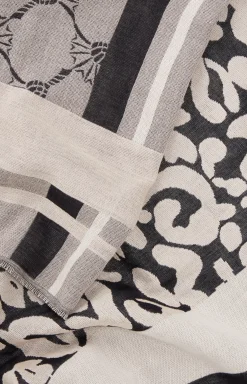 Schal in Anthrazit/Ecru gemustert