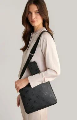 Schultertasche Decoro Stampa Jasmina in Schwarz