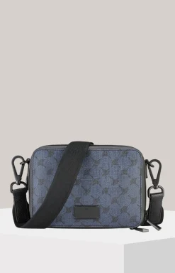 Schultertasche Mazzolino Paolo in Dunkelblau gemustert