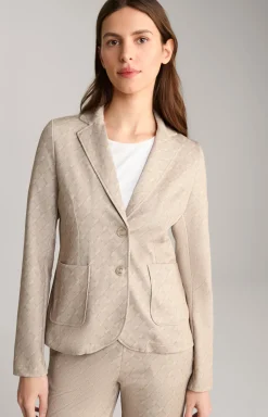 Scuba-Blazer in Beige gemustert