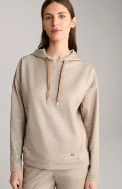 Scuba-Hoodie in Beige gemustert