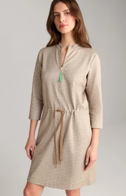 Scuba-Kleid in Beige gemustert