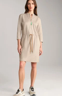 Scuba-Kleid in Beige gemustert