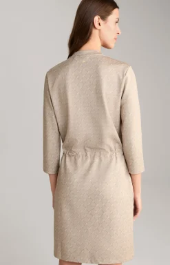 Scuba-Kleid in Beige gemustert