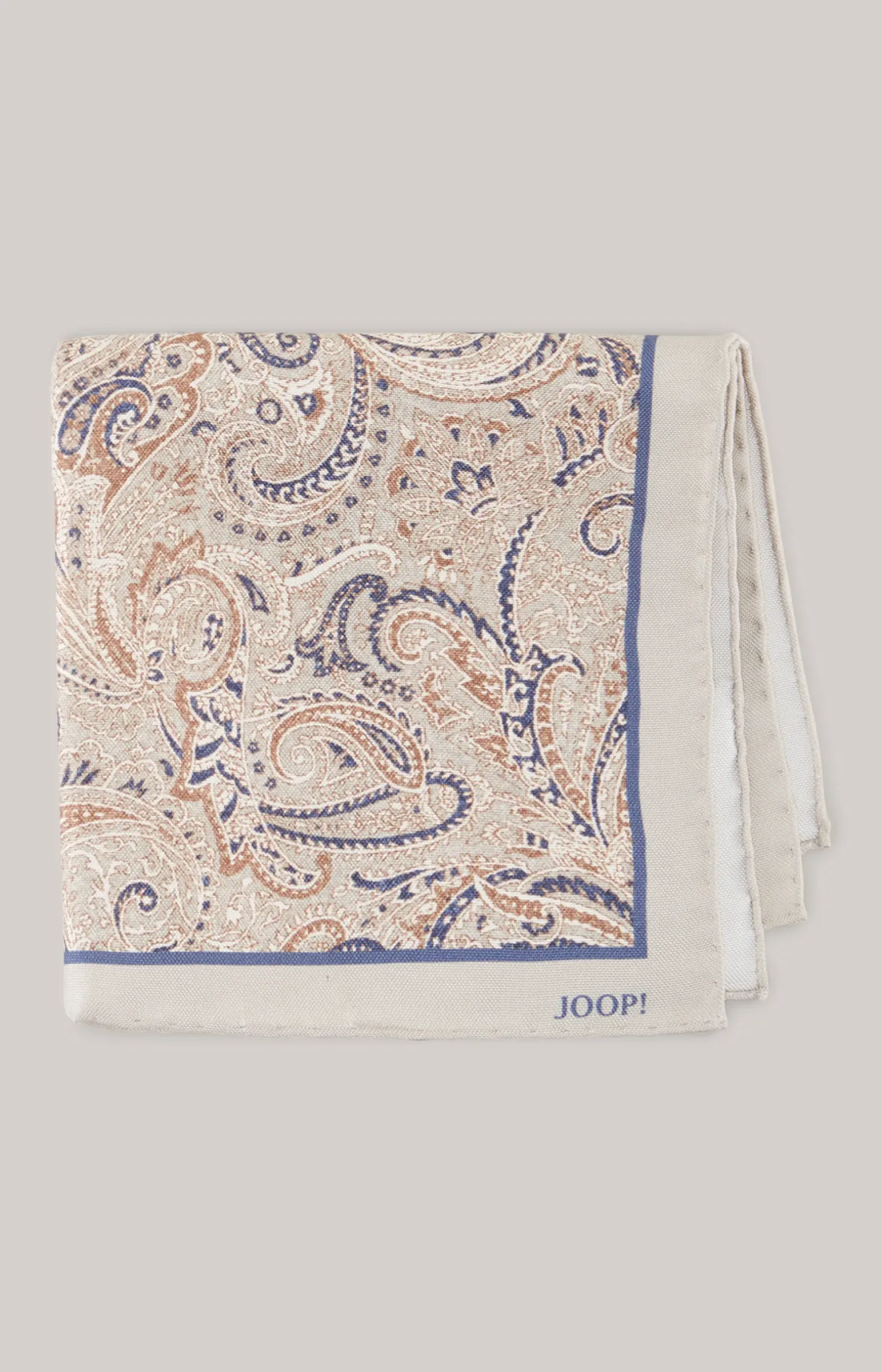 Seiden-Einstecktuch in Beige/Navy