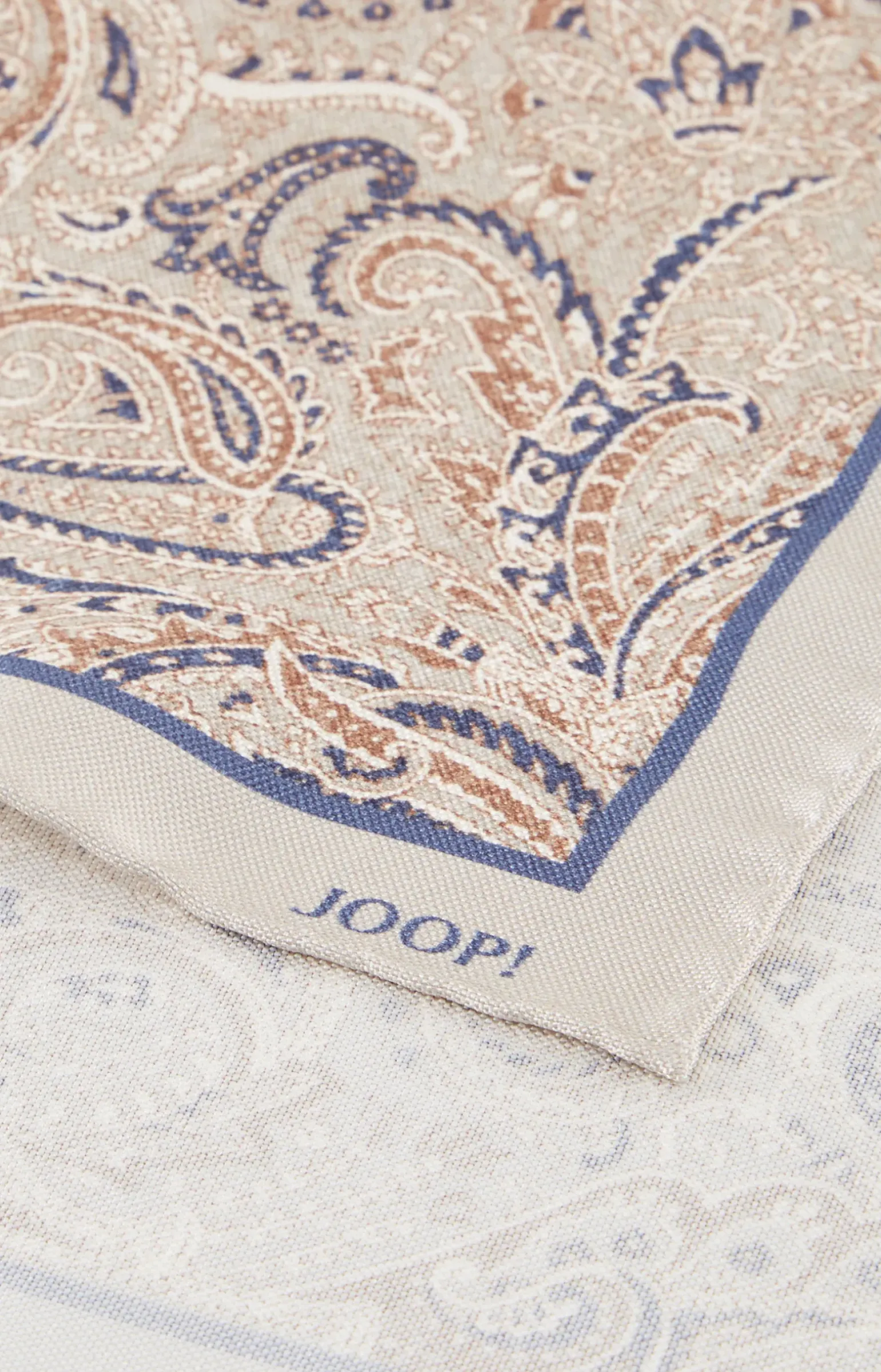 Seiden-Einstecktuch in Beige/Navy