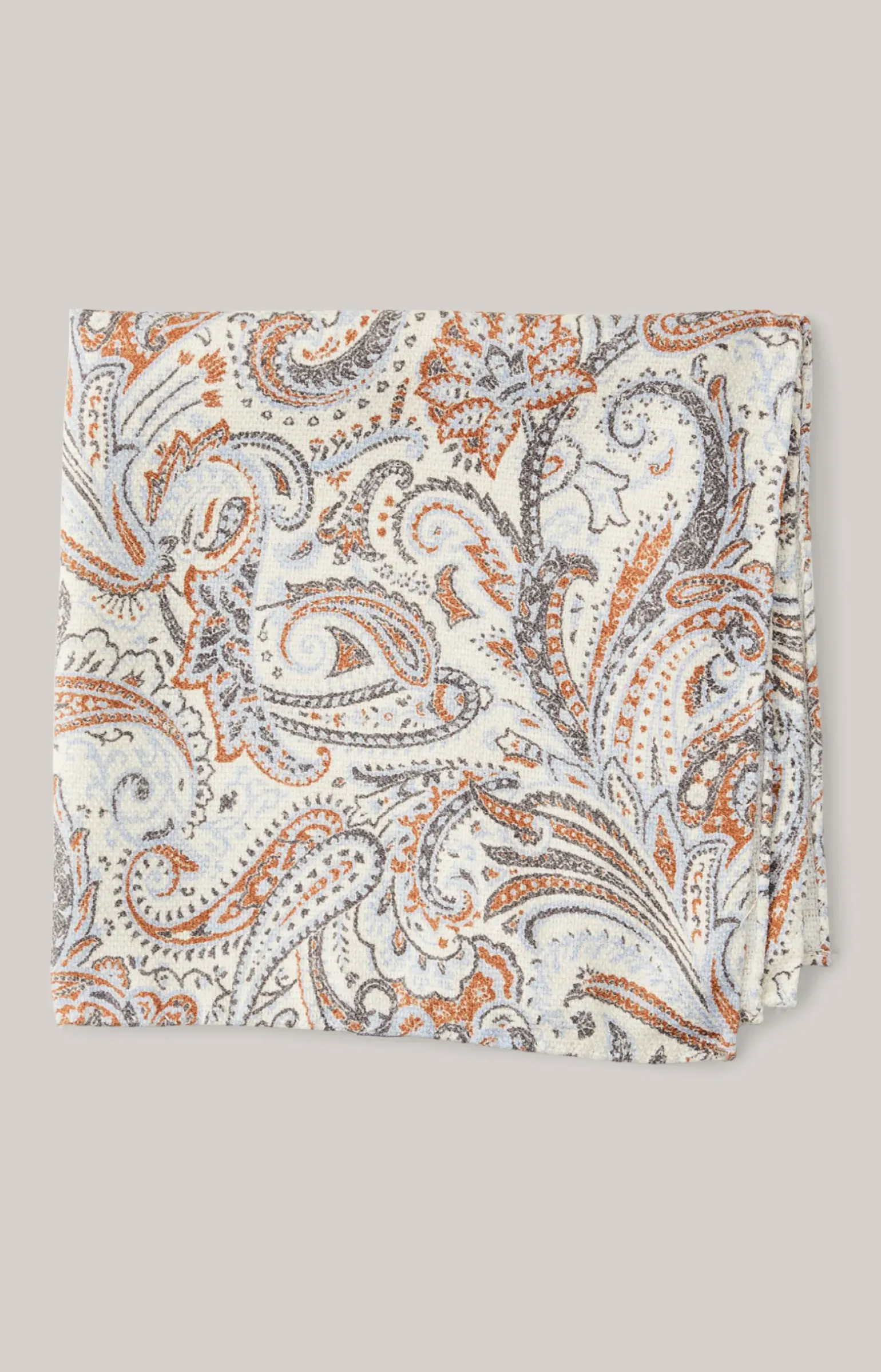 Seiden-Einstecktuch in Beige/Blau